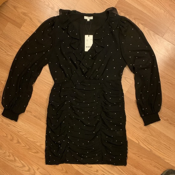 a loves a NWT Embellished Black Long Sleeve Mini Dress - Picture 4 of 16